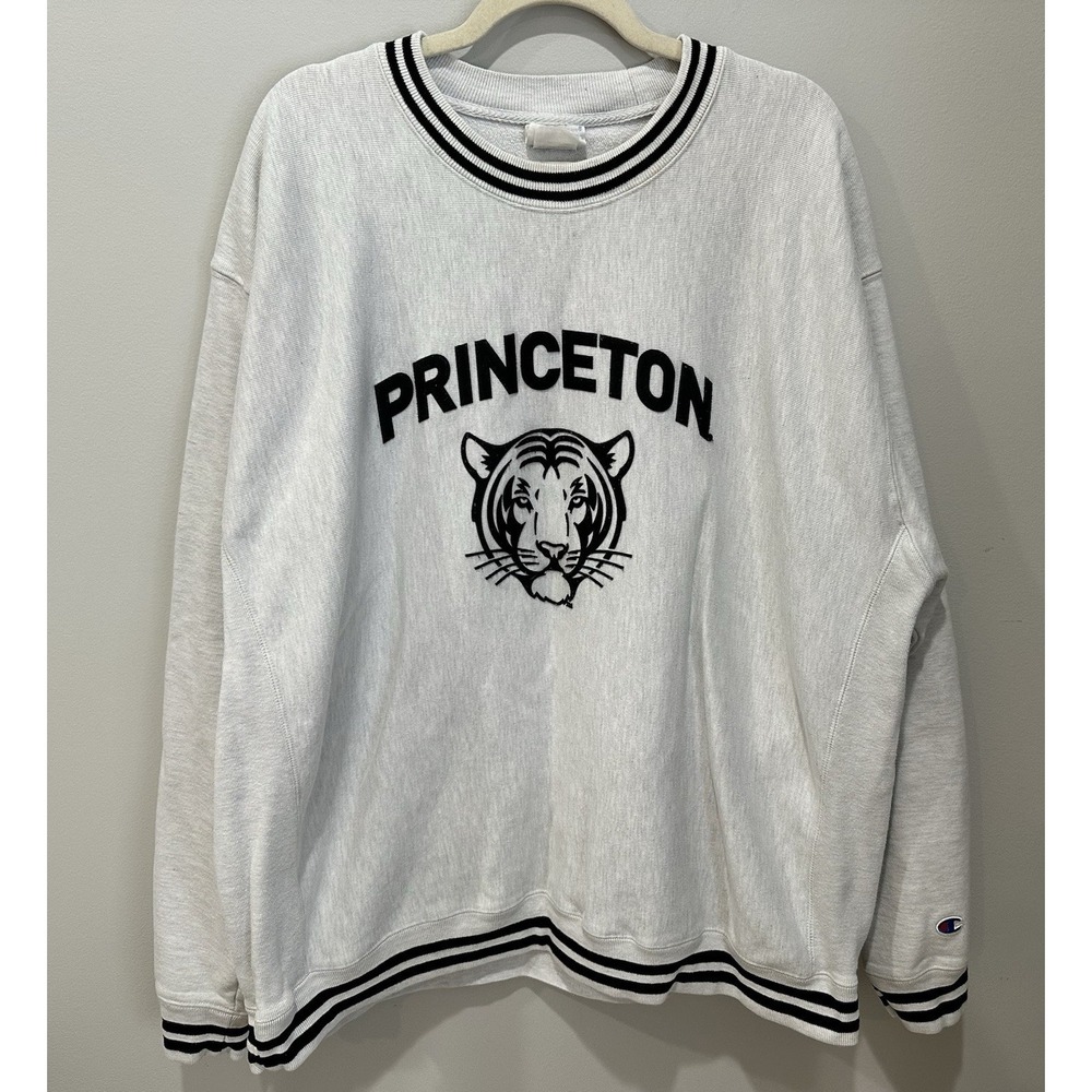 Vintage Champion Reverse Weave Princeton Tigers Crewneck Sweatshirt 2XL Gray